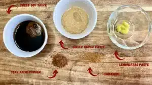 Vietnamese Pork Chop Marinade Ingredients on cutting board