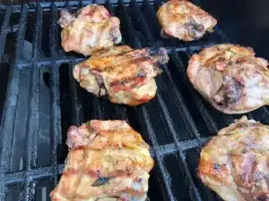 Bone in chicken thighs on the grill