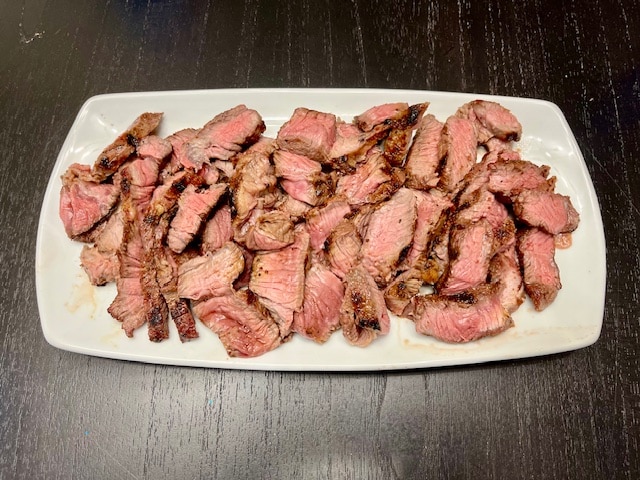 sliced chuck roast plated