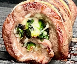 Top Round Beef Pinwheel with spinach and mozzarella cheese