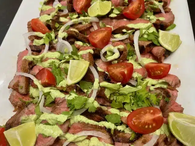 Citrus Marinated Beef plated.